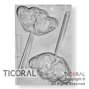 MOLDE A 1270 MICKEY Y MINNIE EN CORAZON C/PALITO 175X135MM APROX TRANSPARENTE x 1